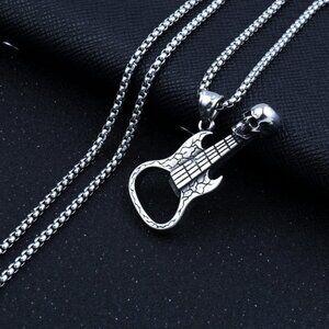 ❤️Music Lover Stainless Steel Guitar Necklace , N90201P102